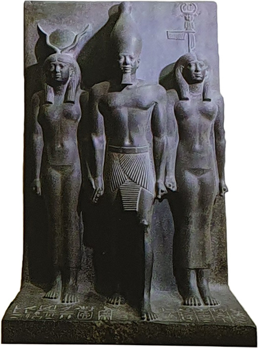 King Menkaure, flanked by two goddesses.